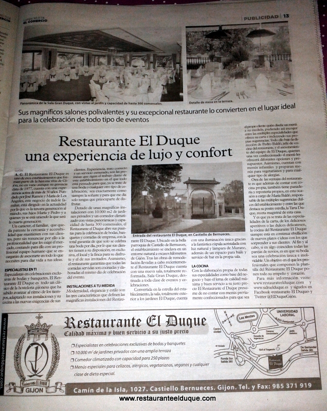 Restaurante El Duque Bodas Gijón